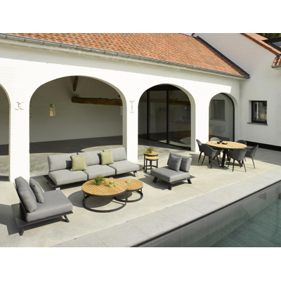 Tables d'appoint Enna en aluminium noir et teck naturel - Dia. 44 X H 46 cm