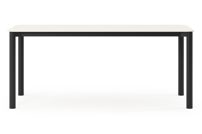 Orso tuintafel rechthoekig afgerond in zwart aluminium en volkeramiek beige - L 180 x B 80 x H 75 cm