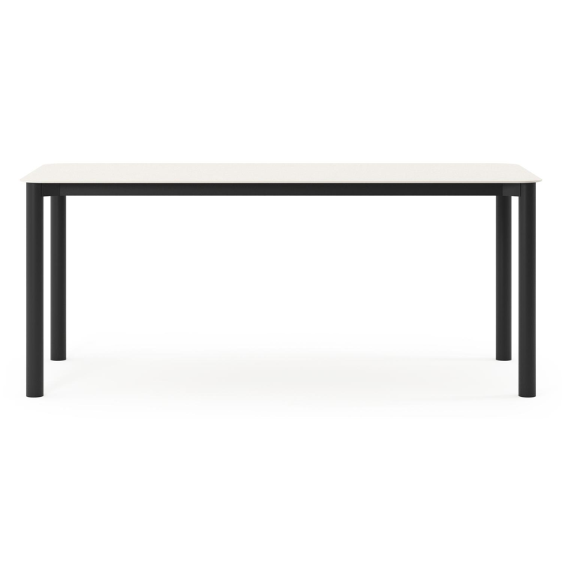 Orso tuintafel rechthoekig afgerond in zwart aluminium en volkeramiek beige - L 180 x B 80 x H 75 cm