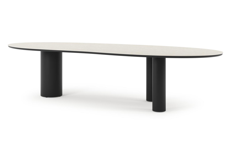 Organo tuintafel organisch in zwart aluminium en volkeramiek shilin - L 320 x B 120 x H 74 cm