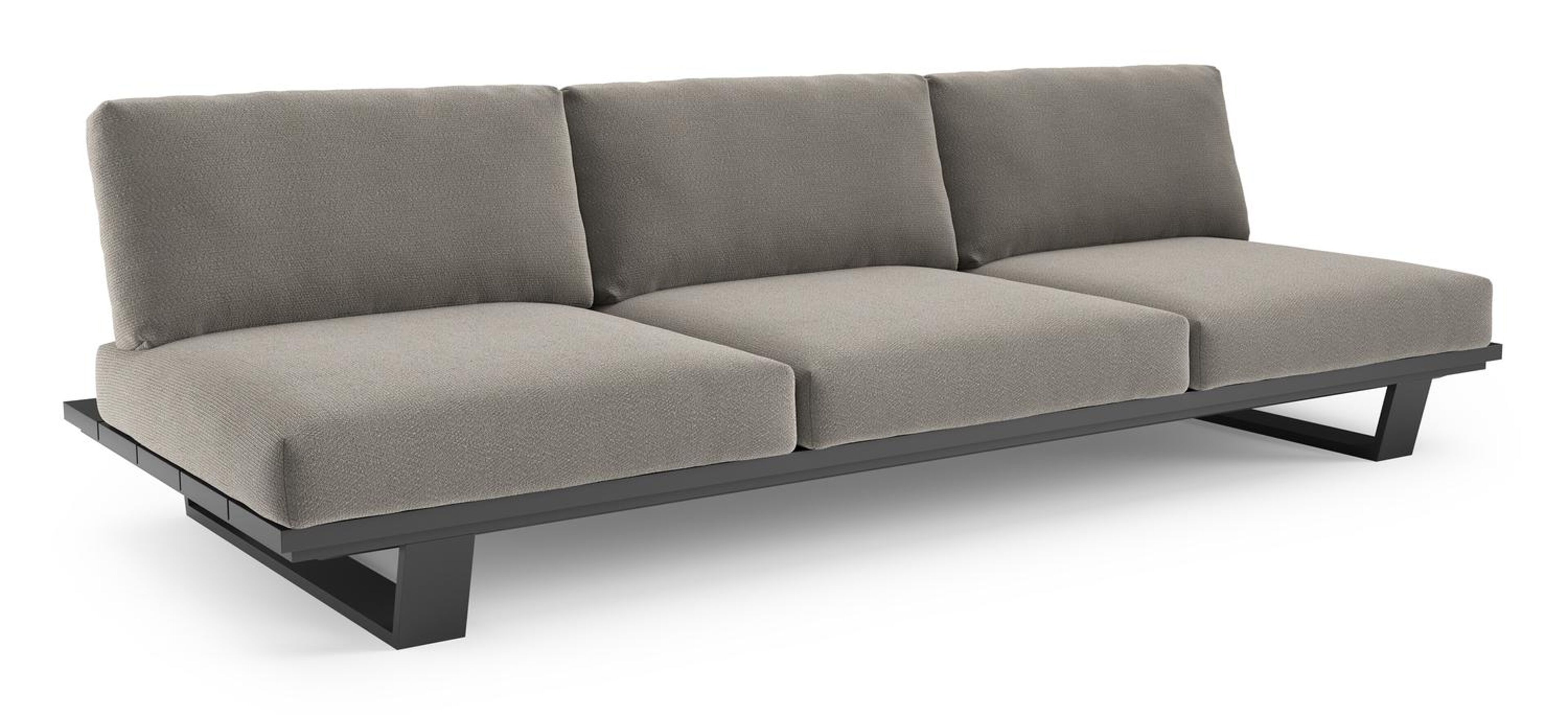 Pagino loungebank in zwart aluminium met lopi silver all weather sunbrella® luxe kussen