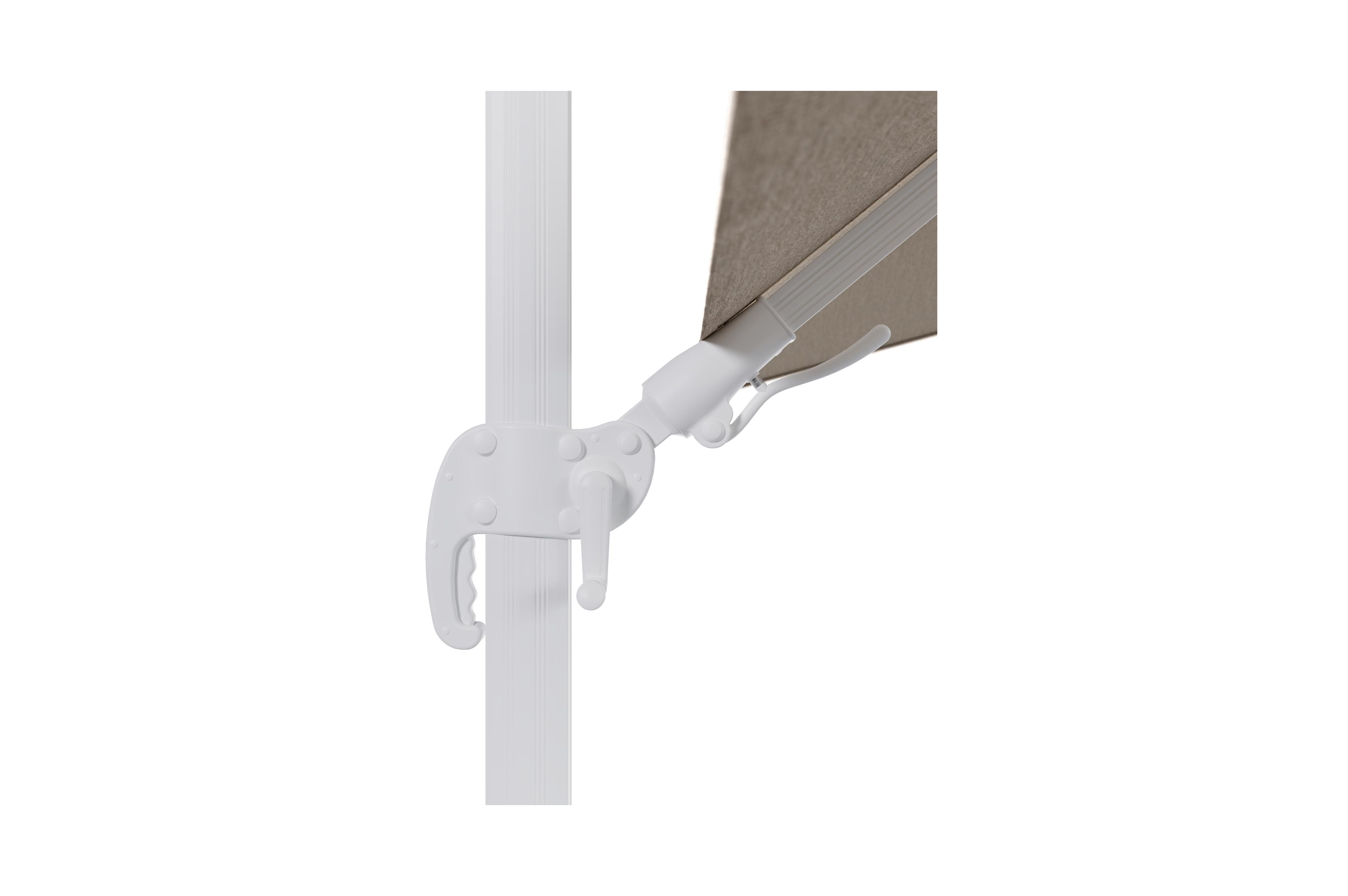 Avola zweefparasol met tiltfunctie in wit aluminium met rustic weather+ softtouch parasoldoek - L1 300 x L2 300 cm (zonder voet)