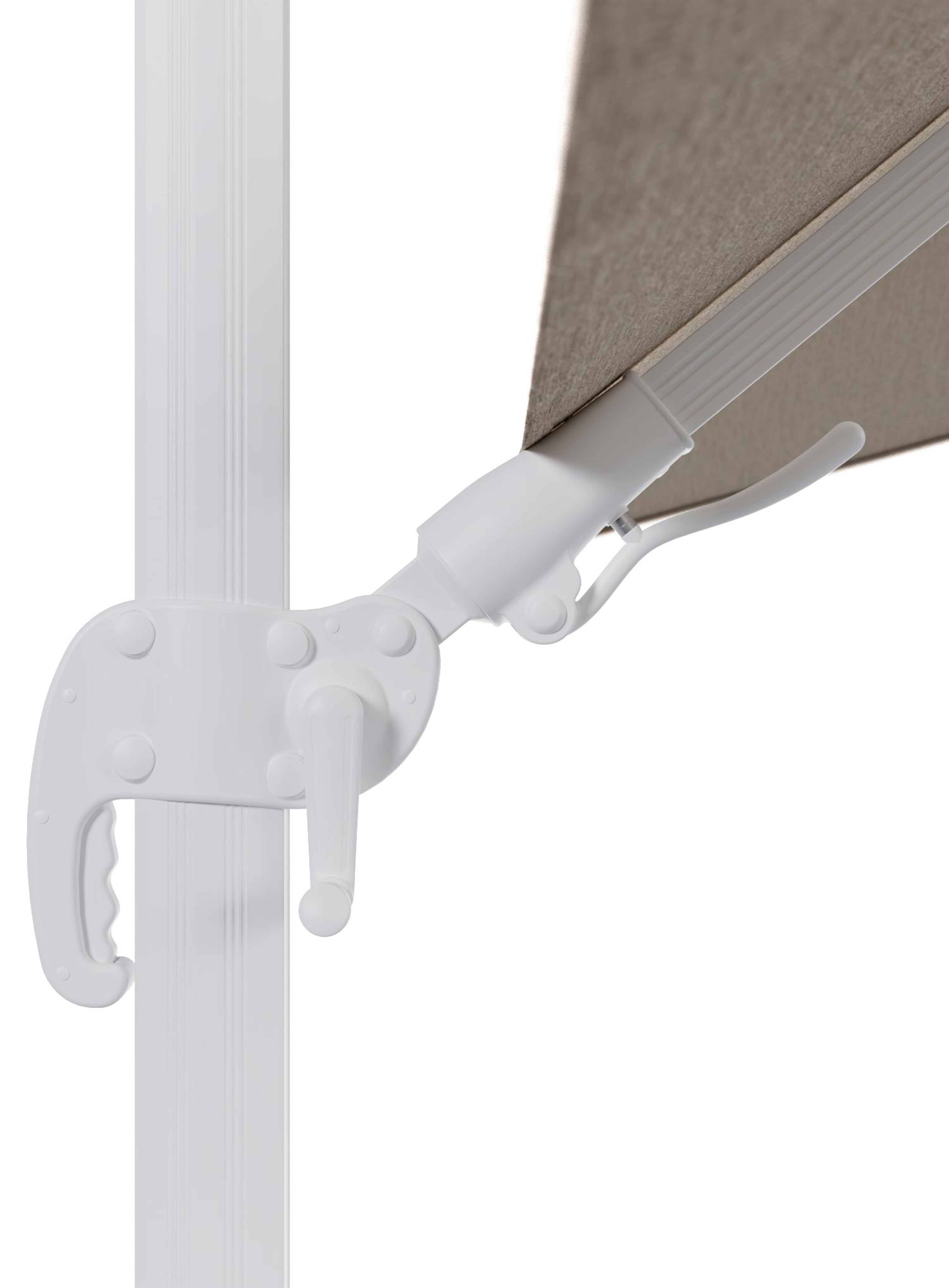 Avola zweefparasol met tiltfunctie in wit aluminium met rustic weather+ softtouch parasoldoek - L1 300 x L2 300 cm (zonder voet)