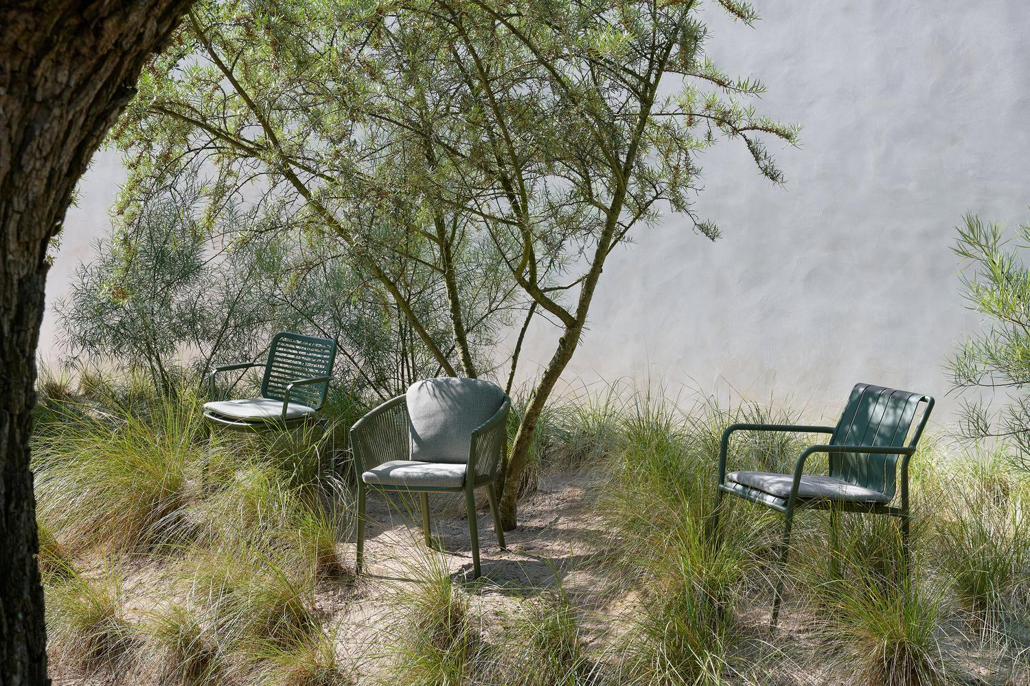 Fano stapelbare tuinstoel in groen aluminium