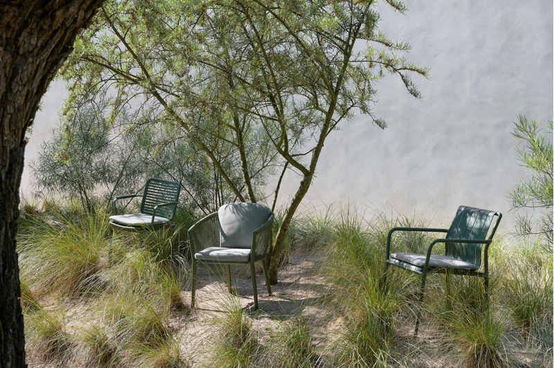 Fano stapelbare tuinstoel in groen aluminium