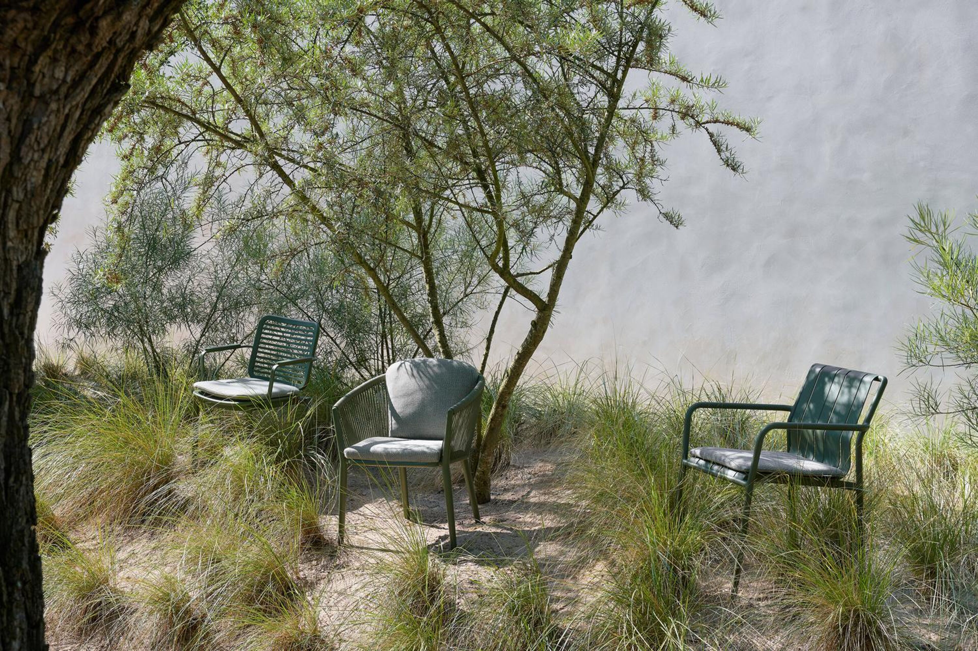 Fano stapelbare tuinstoel in groen aluminium