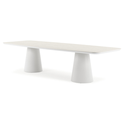 Donato tuintafel in wit aluminium en volkeramiek shilin - L 315 x B 115 x H 74 cm