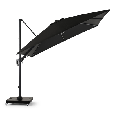 Copica zweefparasol met tiltfunctie in zwart aluminium met zwart polyester parasoldoek - L1 300 x L2 300 cm (met voet)
