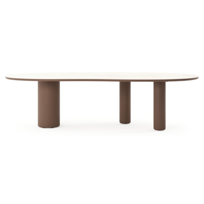 Amico tuintafel organisch in taupe aluminium en volkeramiek Travertino Bianco - L 280 x B 120 x H 73.5 cm