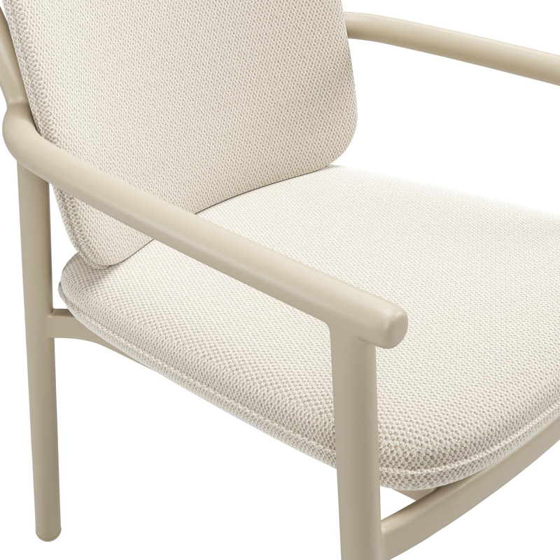 Bono stapelbare tuinstoel in beige aluminium met stoelkussen in All Weather Sunbrella® Luxe Lopi Marble