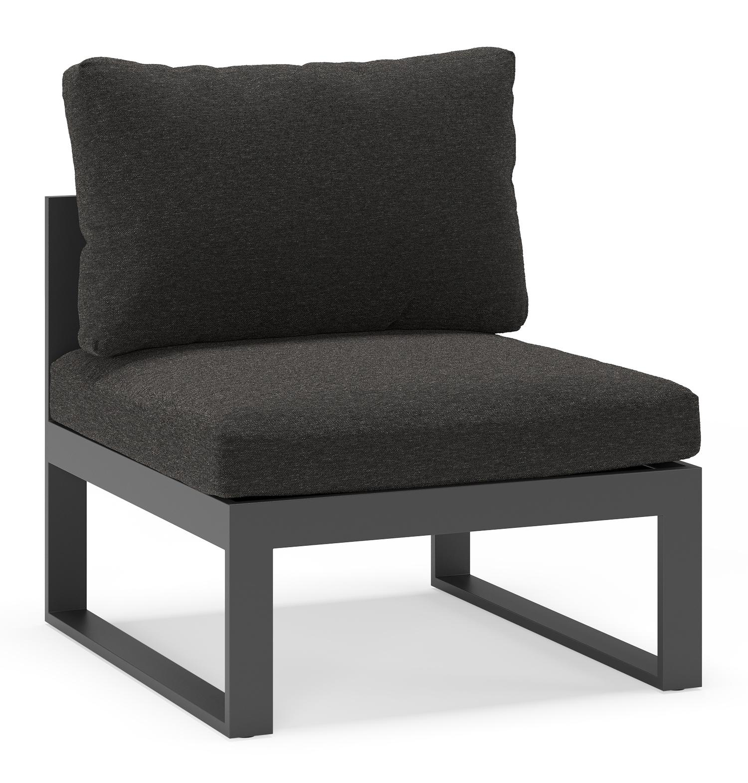 Fauteuil de jardin Caldela en aluminium noir avec coussins en weather+ softtouch noir