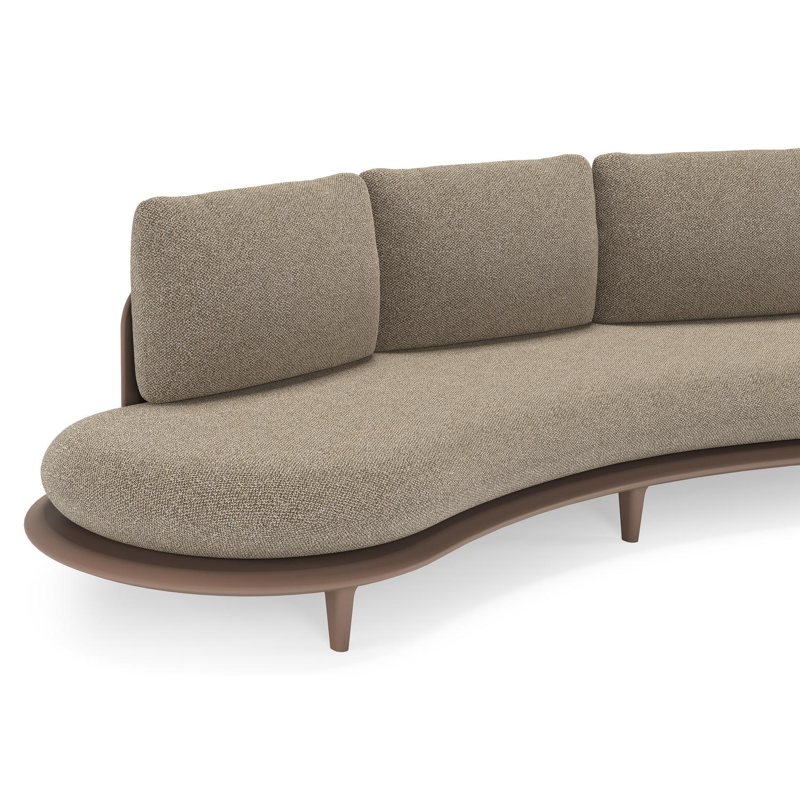 Bomero loungebank in taupe aluminium met madagascar burch all weather cosytica kussen