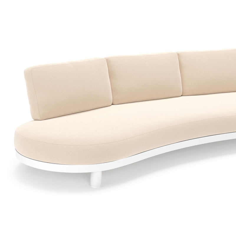 Donato loungebank in wit aluminium met all weather sunbrella® luxe Natte Linen Chalk kussen