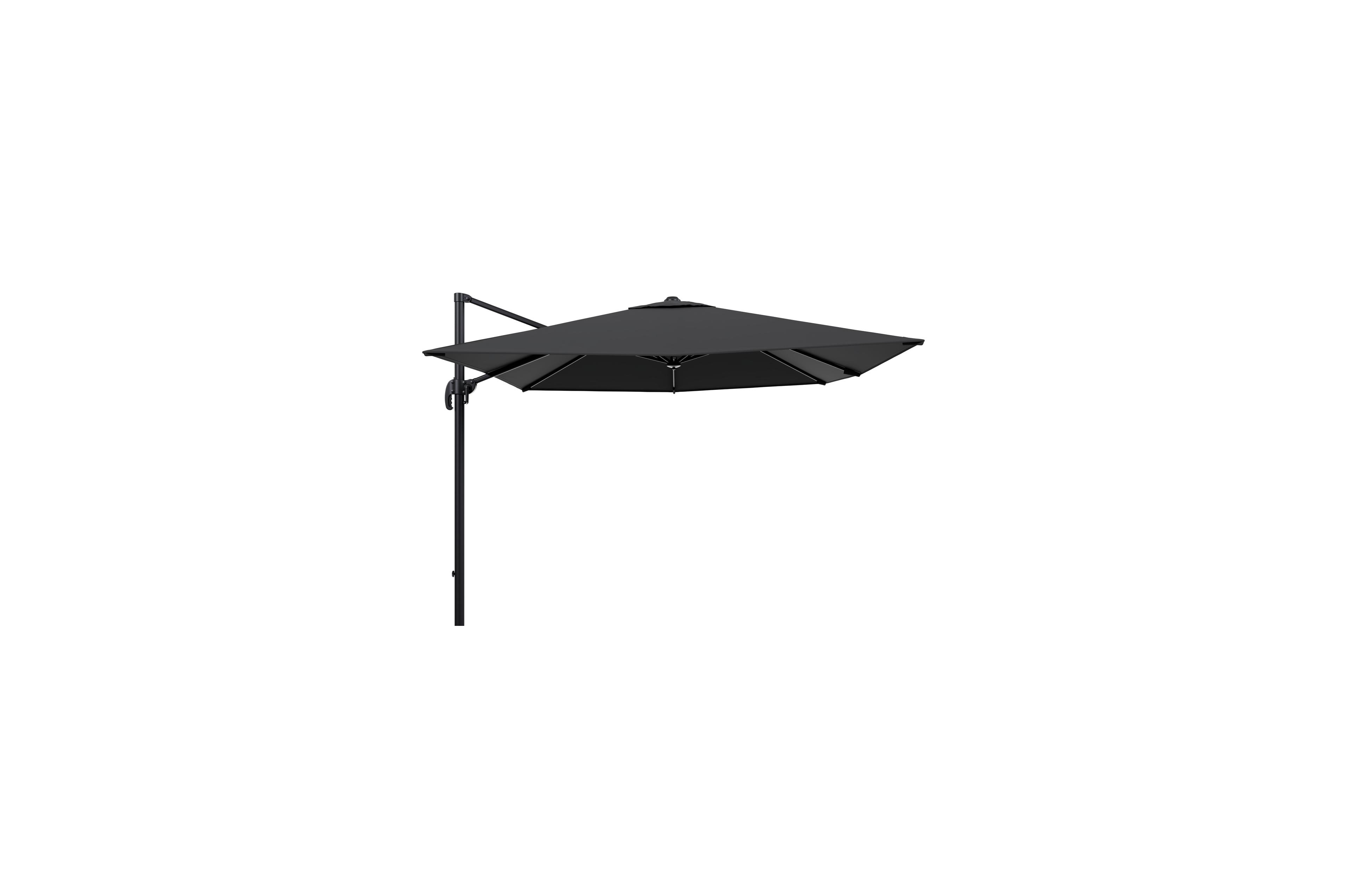 Calpe zweefparasol in zwart aluminium met zwart weather+ softtouch parasoldoek - L1 270 x L2 270 cm (zonder voet)