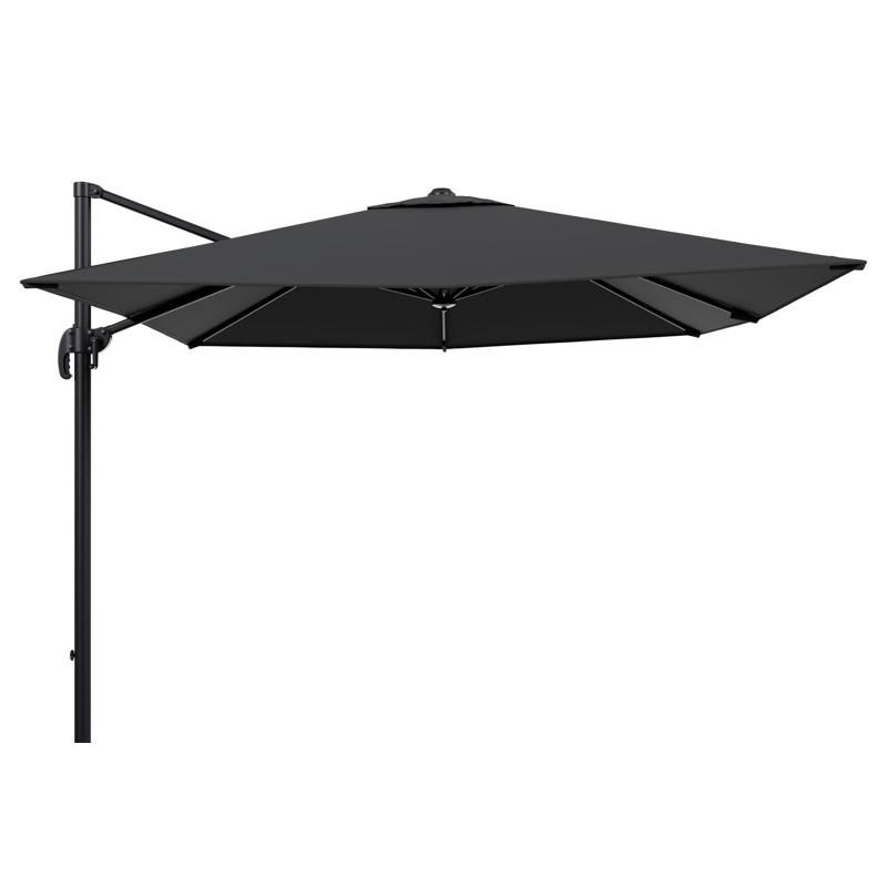 Calpe zweefparasol in zwart aluminium met zwart weather+ softtouch parasoldoek - L1 270 x L2 270 cm (zonder voet)