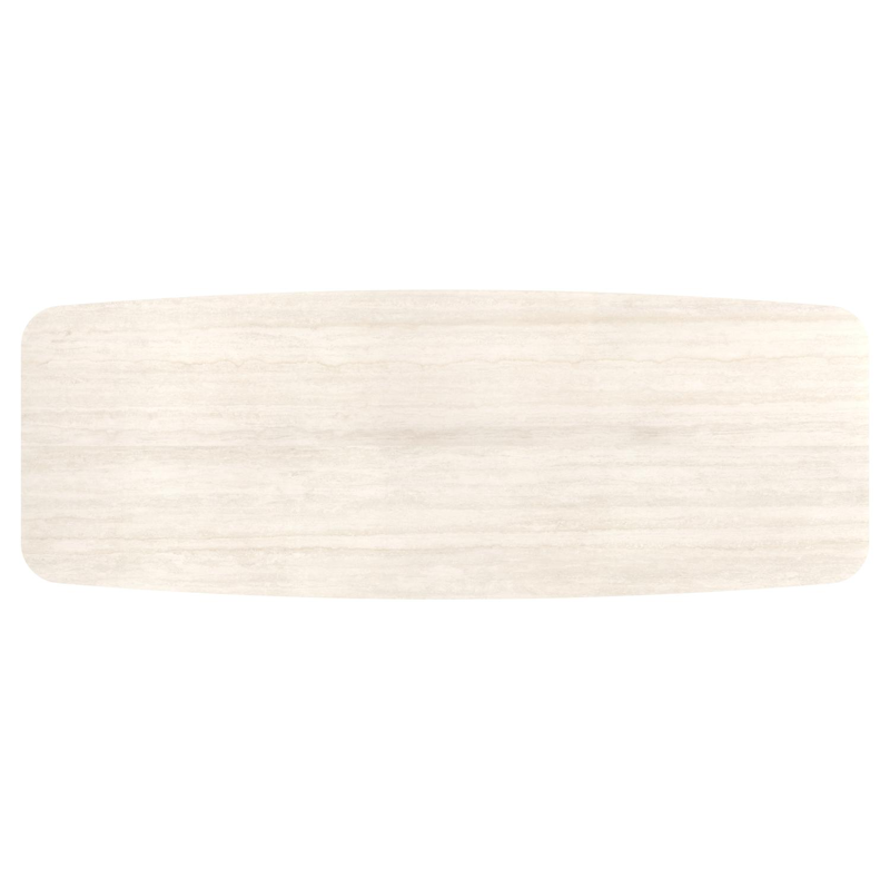 Lacrima tuintafel bootvorm in wit aluminium en volkeramiek Travertino Bianco - L 315 x B 115 x H 73 cm