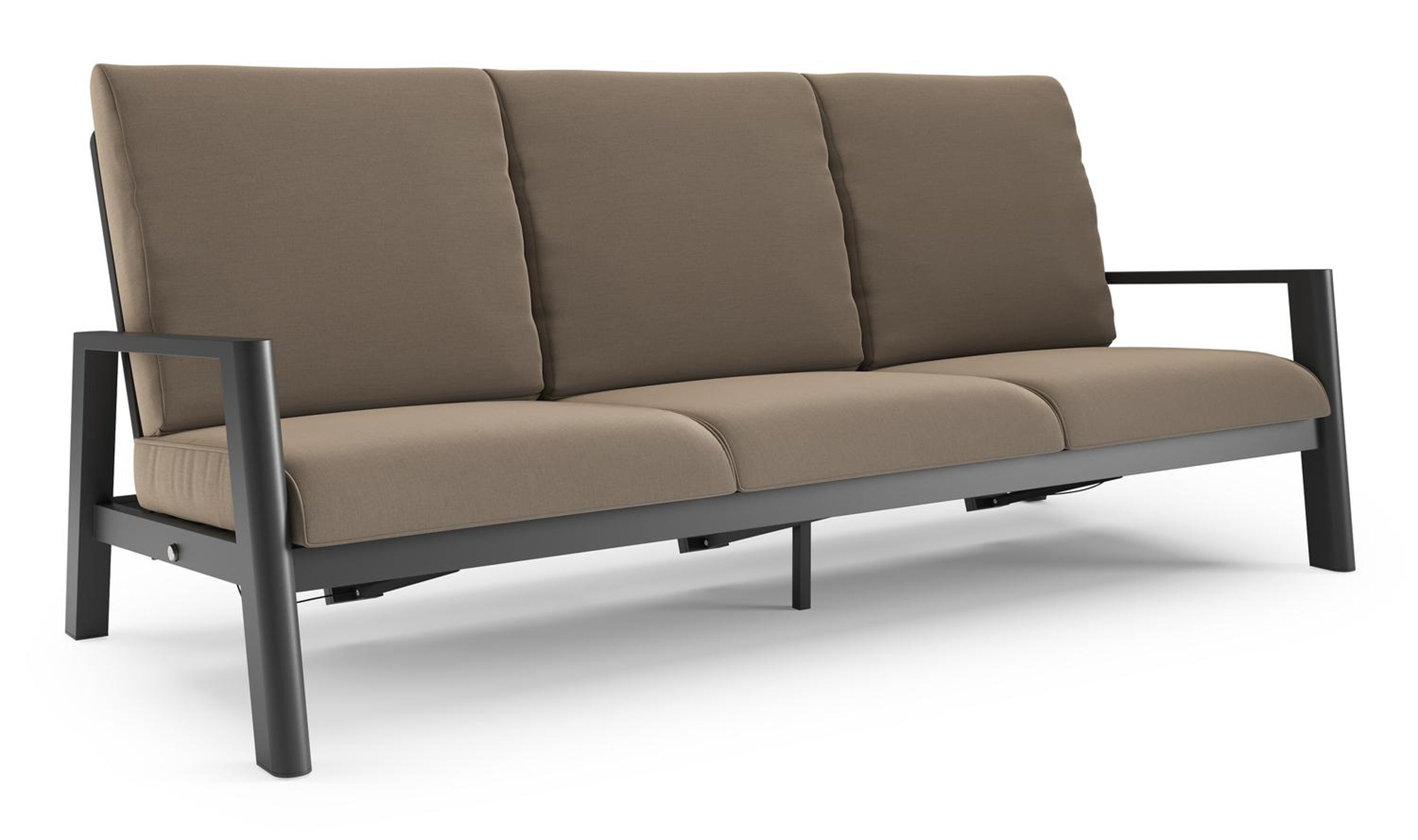 Cirello loungebank in zwart aluminium met natte heather grey all weather sunbrella® luxe kussen