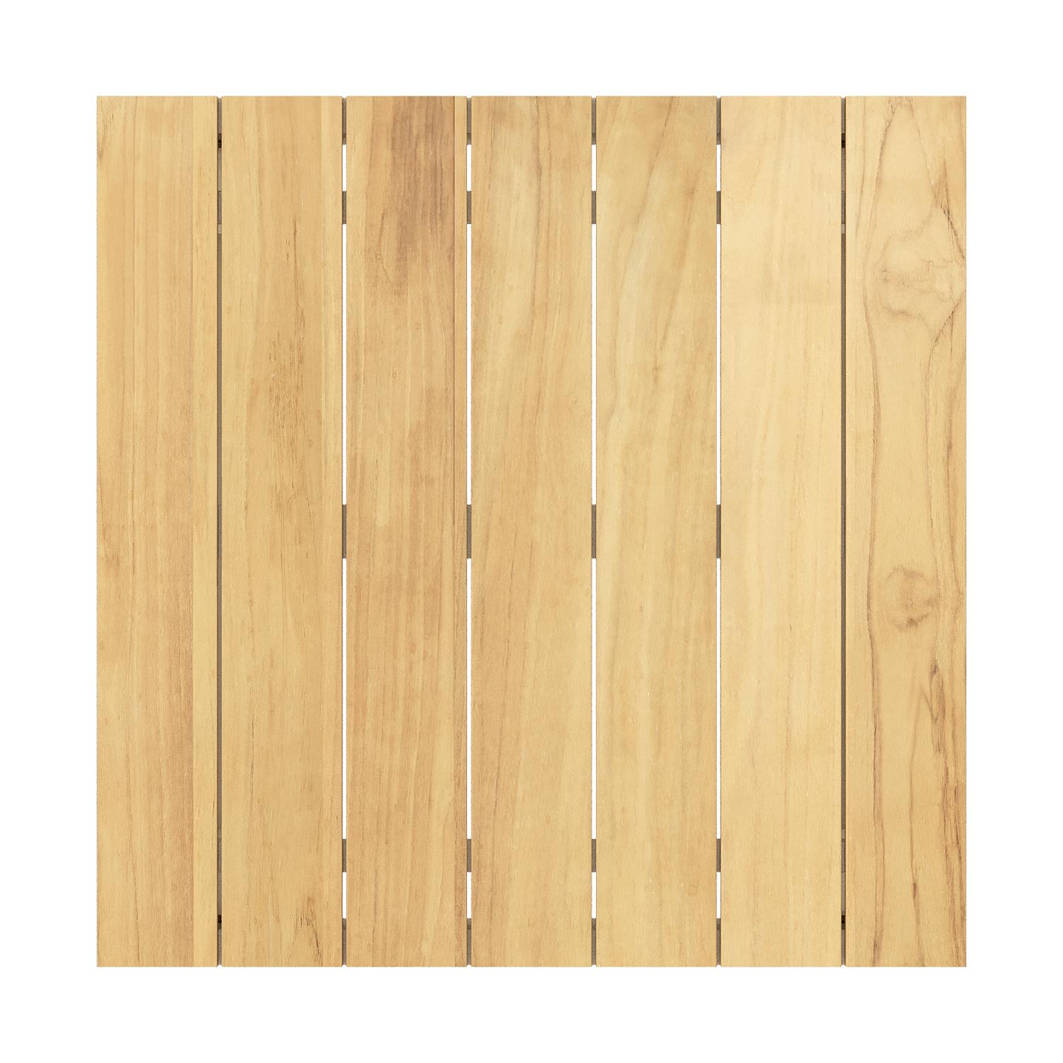 Table basse Modica en beige aluminium et teck - L g.72 x Lrg. 72 x Haut. 38 cm