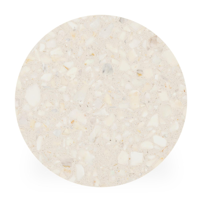 Table de basse low dining low dining Fano ronde en aluminium noir et céramique pleine Retrostone - Diam. 65 x Haut. 55 cm