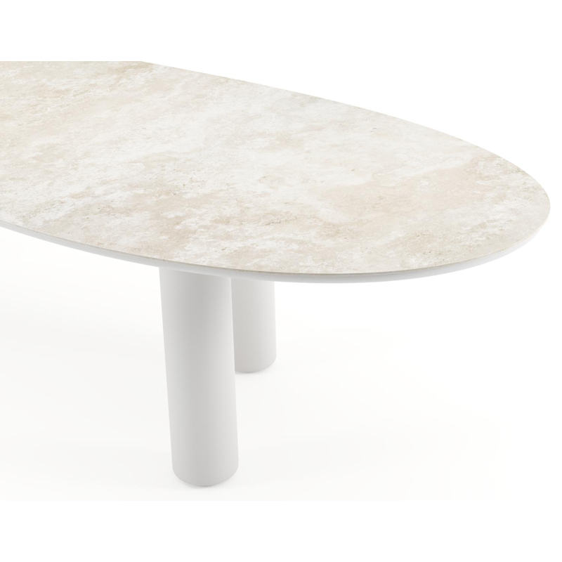 Amico tuintafel organisch in wit aluminium en volkeramiek Rapolano - L 320 x B 120 x H 73.5 cm