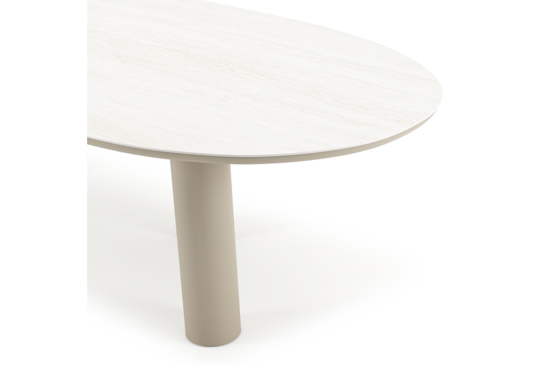 Table de jardin Organo organique en aluminium beige et céramique pleine Calista Lg. 280 x Lrg. 120 x Haut. 74 cm