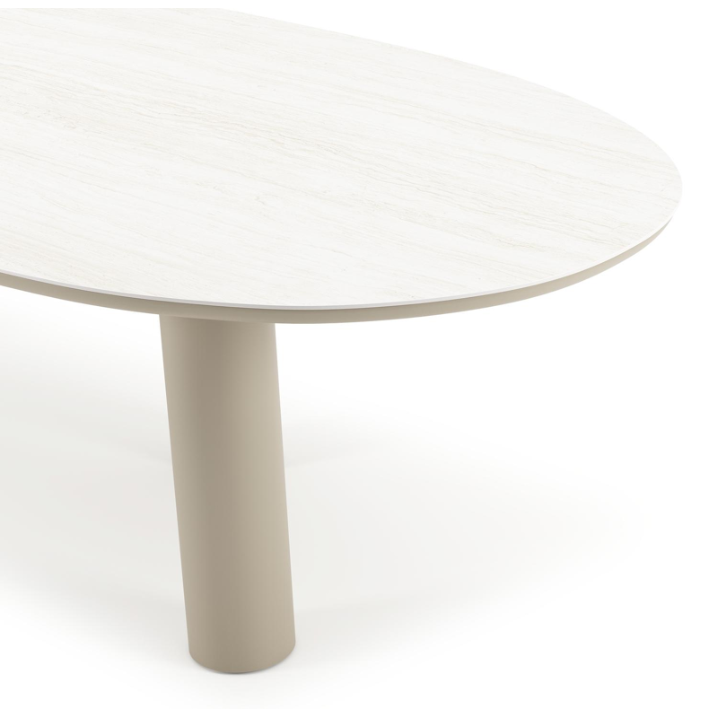 Table de jardin Organo organique en aluminium beige et céramique pleine Calista Lg. 280 x Lrg. 120 x Haut. 74 cm