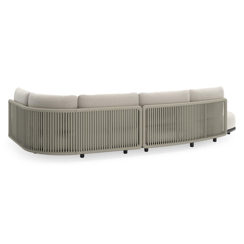 Lomano loungehoek in zwart aluminium en beige verticaal geweven luxe vlakke rope met Firenze Natural all weather solica