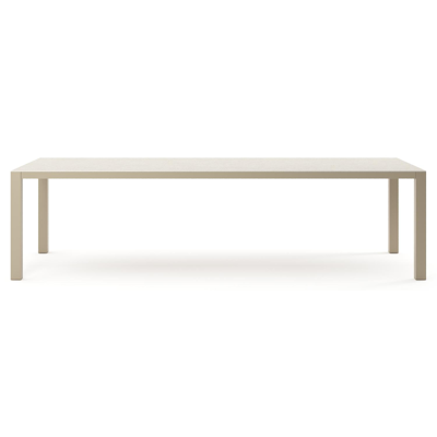 Table de jardin Como rectangulaire en aluminium beige et céramique pleine Shilin - Lg. 280 x Lrg. 110 x Haut. 73 cm