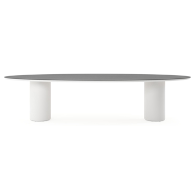 Amico tuintafel ovaal in wit aluminium en volkeramiek Basalt Black - L 320 x B 130 x H 73.5 cm