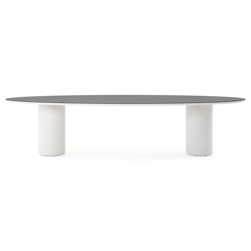 Amico tuintafel ovaal in wit aluminium en volkeramiek Basalt Black - L 320 x B 130 x H 73.5 cm