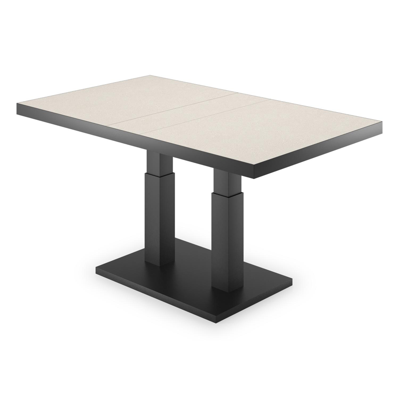 Veneto loungetafel in wit aluminium en sintered stone crema minerale - L 140 x B 85 x H 49/72 cm