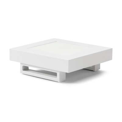 Nano bijzettafel in wit aluminium en wit glas - L 60 x B 60 x H 25 cm