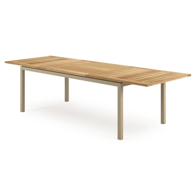 Amalfi verlengbare tuintafel rechthoekig in beige aluminium en teak - L 200-280 x B 100 x H 75 cm