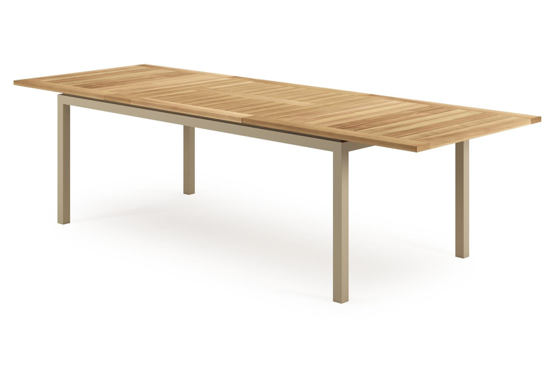 Amalfi verlengbare tuintafel rechthoekig in beige aluminium en teak - L 200-280 x B 100 x H 75 cm