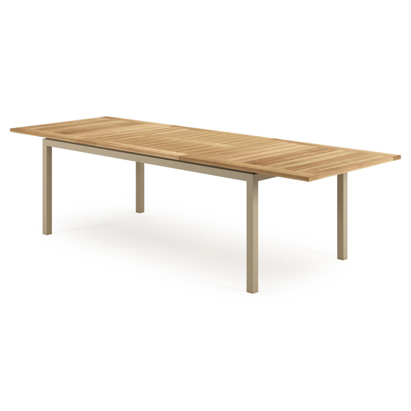 Amalfi verlengbare tuintafel rechthoekig in beige aluminium en teak - L 200-280 x B 100 x H 75 cm