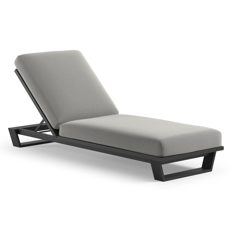 Pagino verstelbaar ligbed in zwart aluminium met savane nimbus all weather Sunbrella® luxe kussen