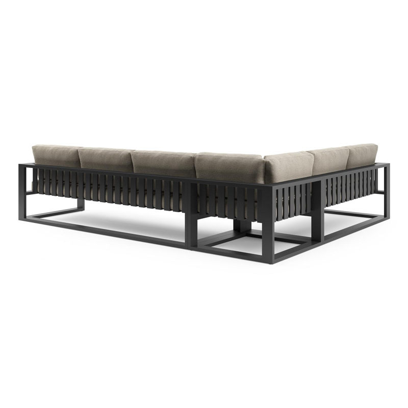 Verato loungehoek in zwart aluminium met catania beige all weather cosytica kussen