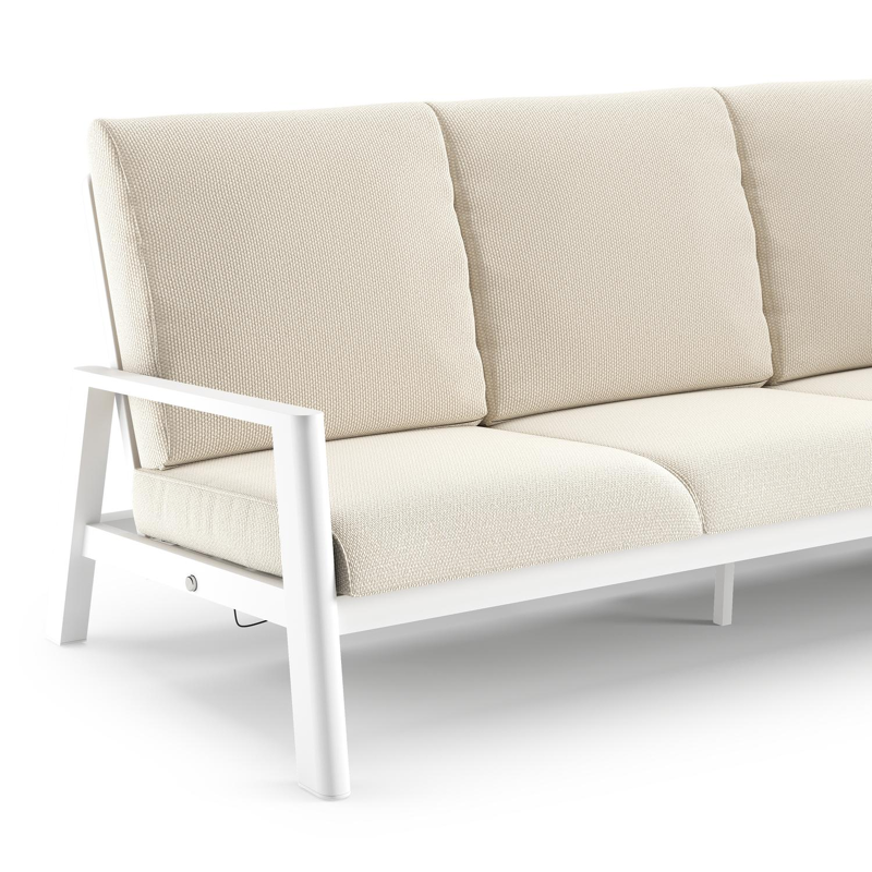 Cirello loungebank in wit aluminium met althea off white all weather cosytica kussen