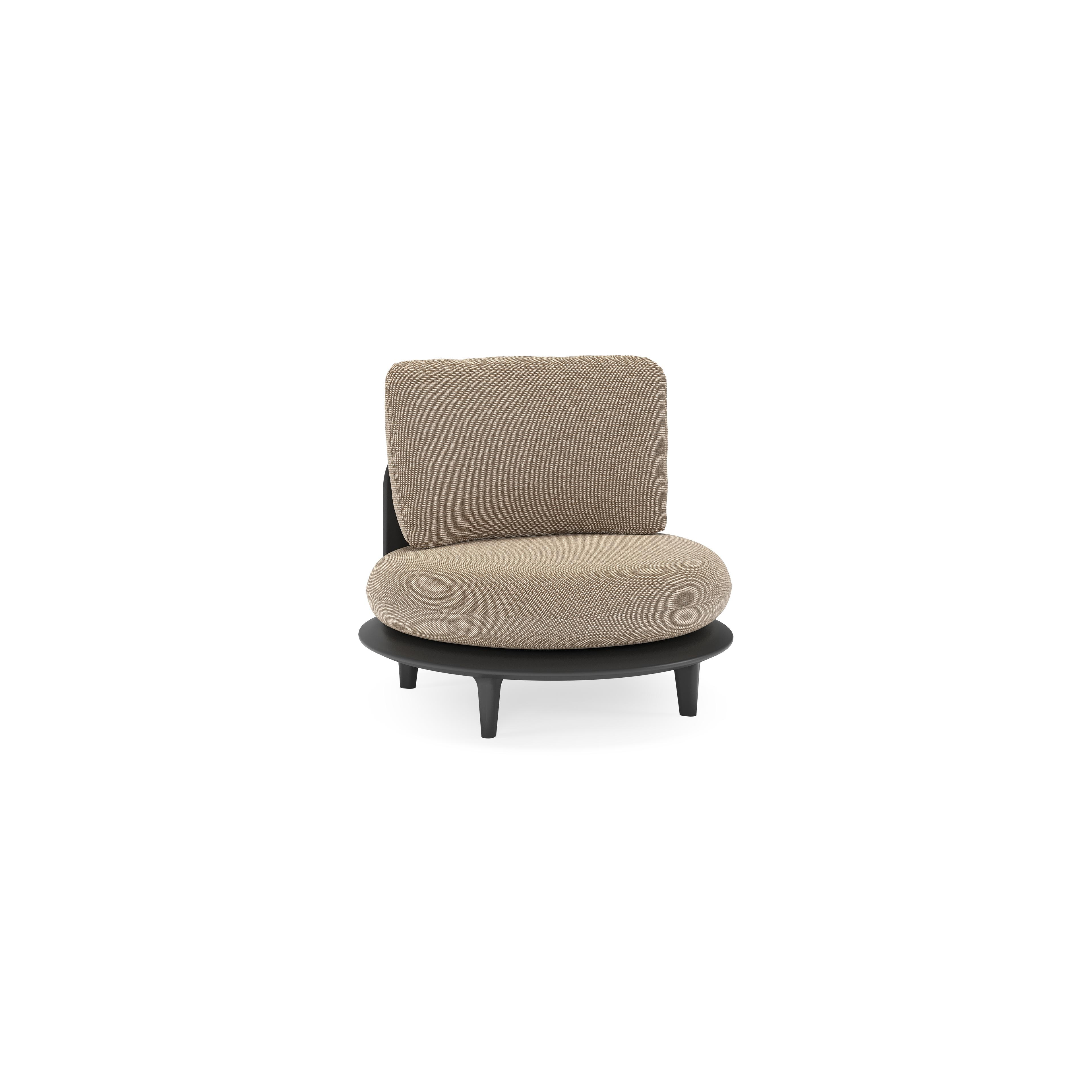 Bomero loungestoel in zwart aluminium met firenze earth all weather solica kussen