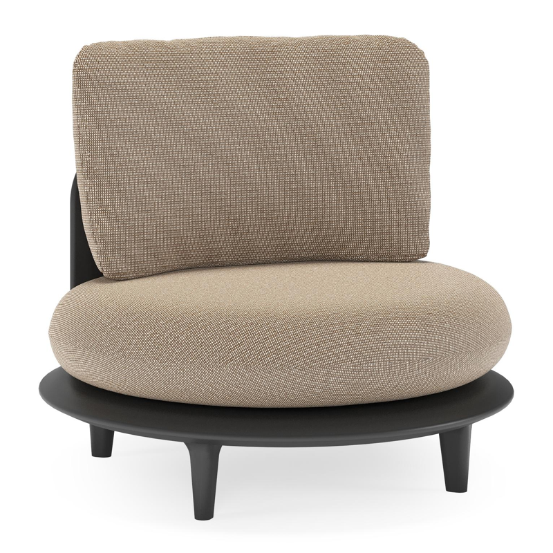 Bomero loungestoel in zwart aluminium met firenze earth all weather solica kussen