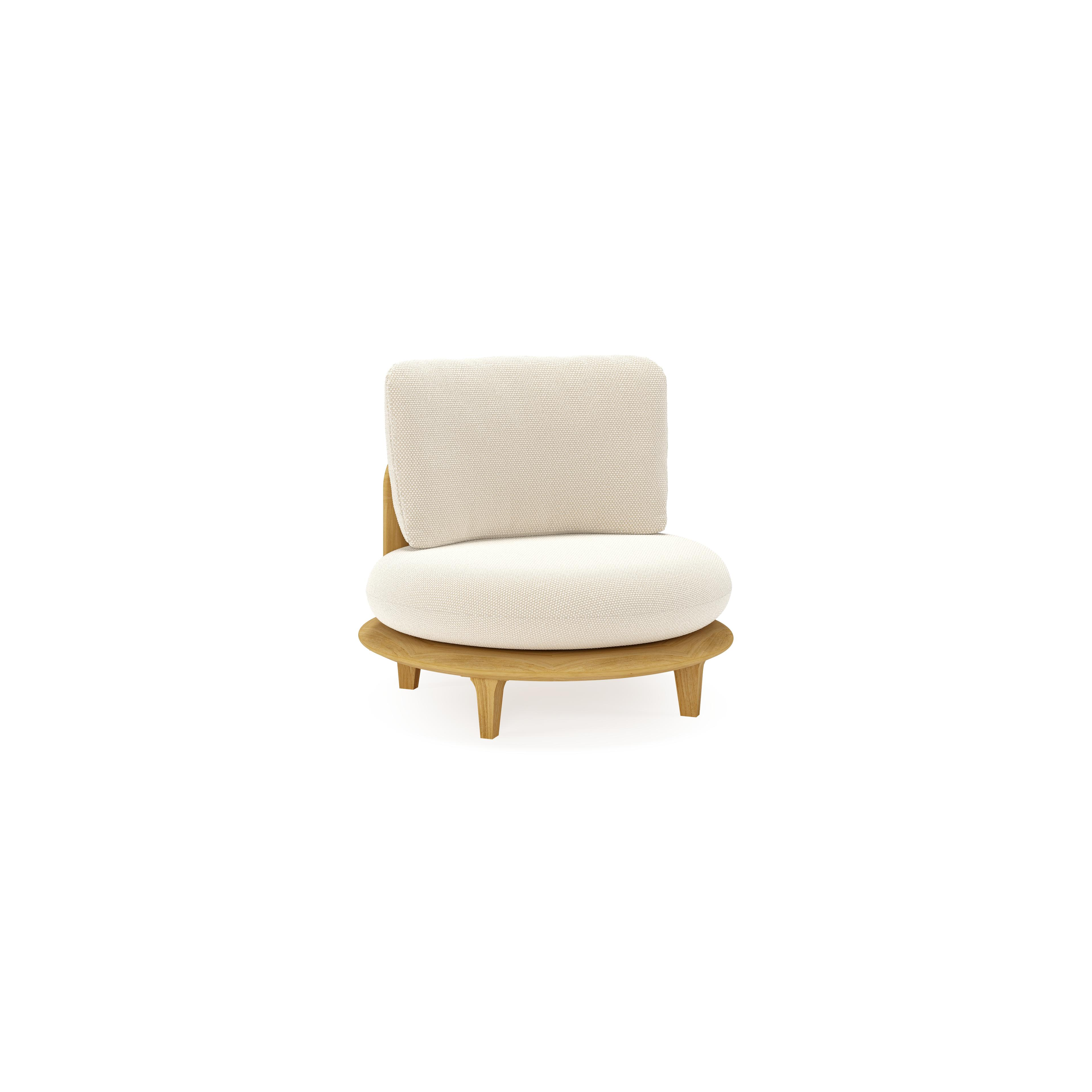 Bomero loungestoel in teak met althea off white all weather cosytica kussen