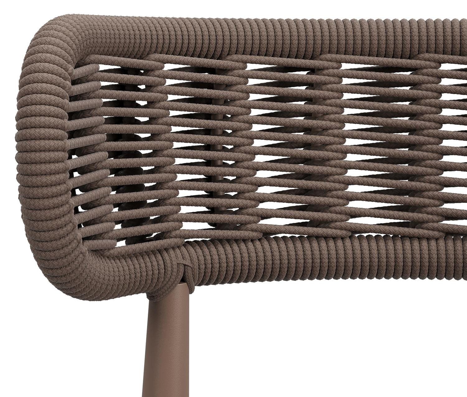 Chaise de jardin Lomo en aluminium taupe et corde ronde tissée carrée taupe