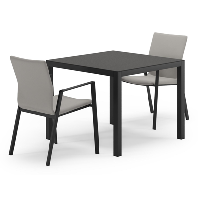 Feltro tuinset in zwart aluminium en sintered stone Notte minerale met 2 Madura tuinstoelen