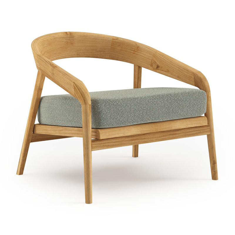 Lacrima loungestoel in teak met savane leaf all weather Sunbrella® luxe kussen