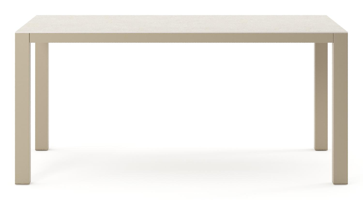 Como tuintafel rechthoekig in beige aluminium en volkeramiek Shilin - L 160 x B 100 x H 73 cm