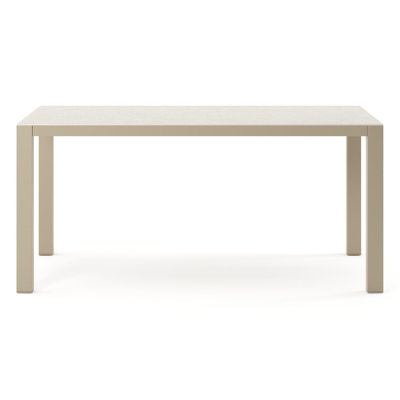 Table de jardin Como rectangulaire en aluminium beige et céramique pleine Shilin - Lg. 160 x Lrg. 100 x Haut. 73 cm