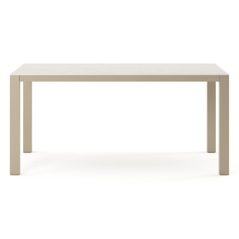 Table de jardin Como rectangulaire en aluminium beige et céramique pleine Shilin - Lg. 160 x Lrg. 100 x Haut. 73 cm