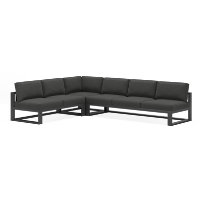 Verato loungehoek in zwart aluminium met tundra charcoal all weather sunbrella® luxe kussens