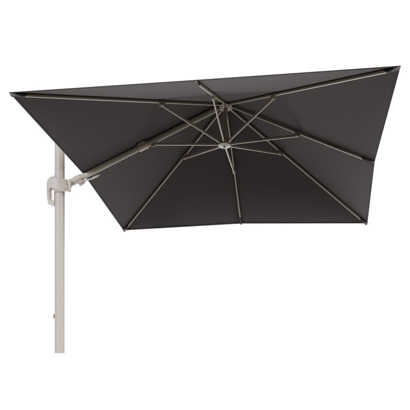 Rufina zweefparasol tiltfunctie in beige aluminium en parasoldoek in All Weather Sunbrella® Luxe Natte Nature Grey  - L1 300 x L2 300 cm (zonder voet)