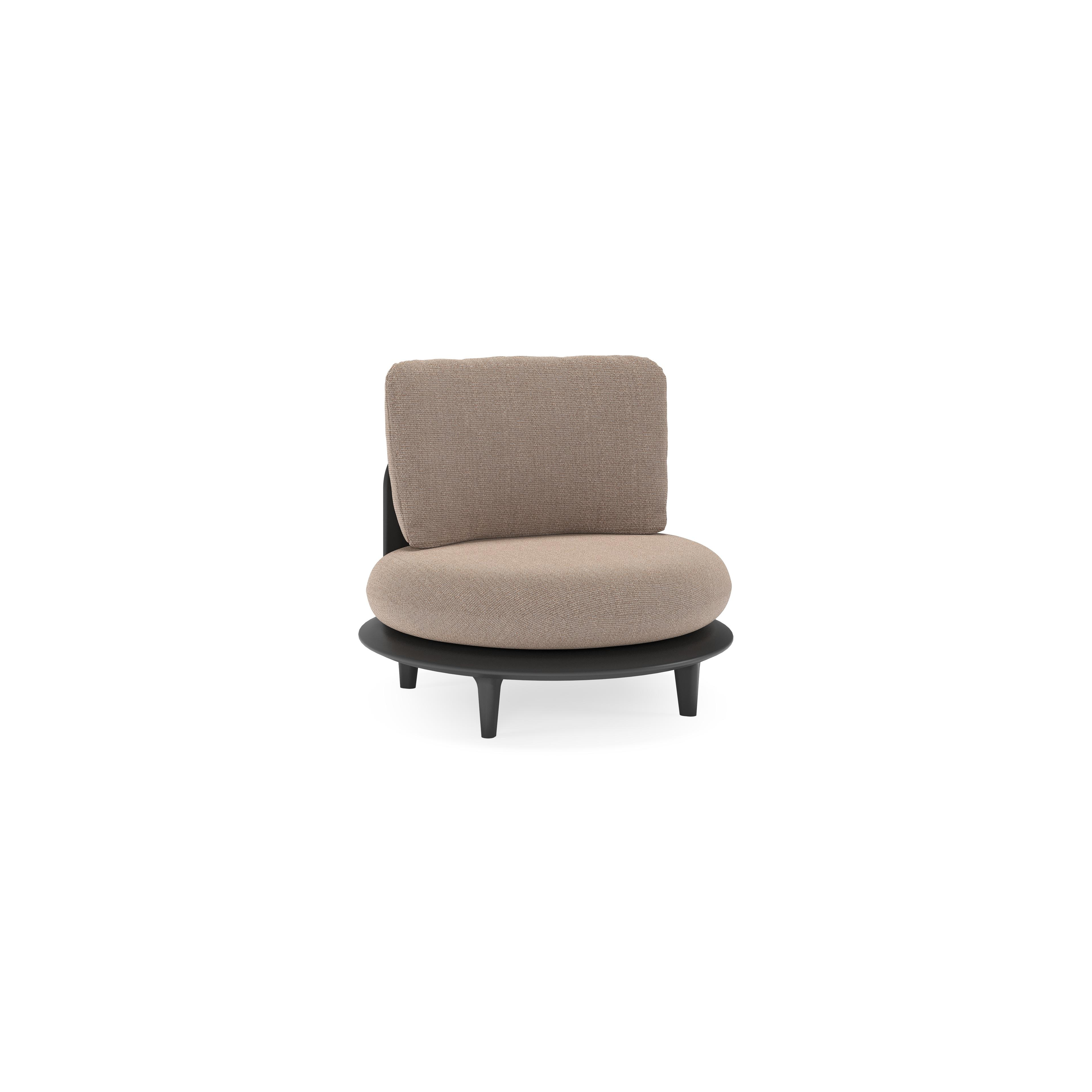 Bomero loungestoel in zwart aluminium met savane earth all weather sunbrella® luxe kussen